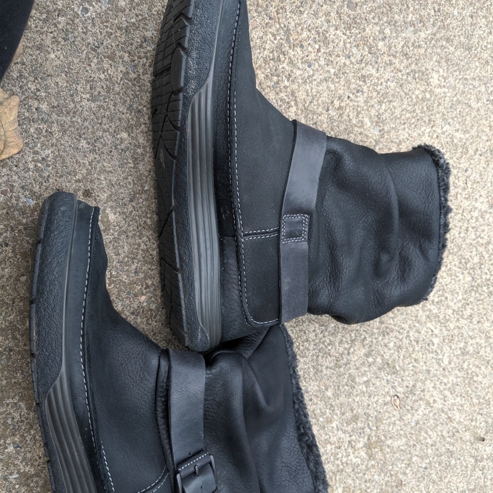 Ecco Black Leather Insulated Slouch Boots 39